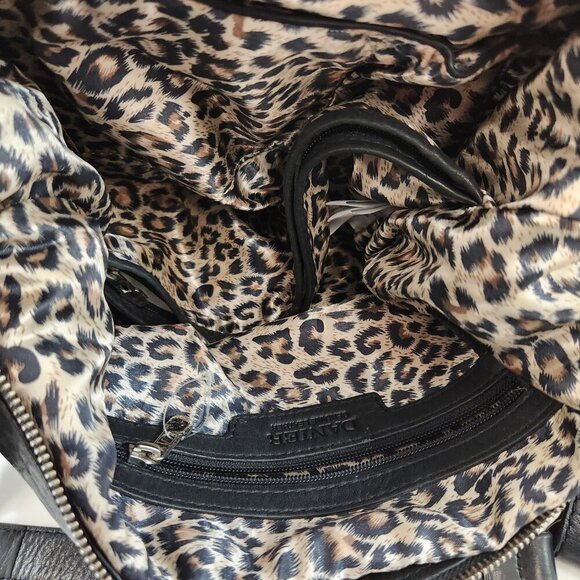 Danier Black Leather Purse w/ Leopard Print Interior - Picture 11 of 11